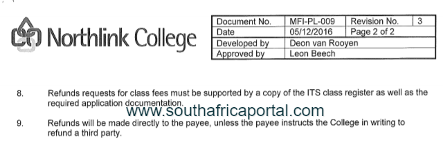 Northlink TVET College Fees Policy