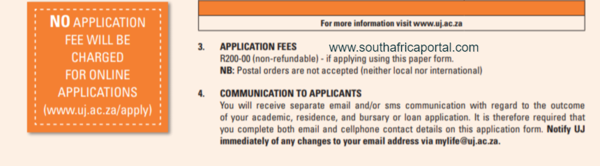 UJ Online Application Form 2021 PDF Download  South Africa Portal