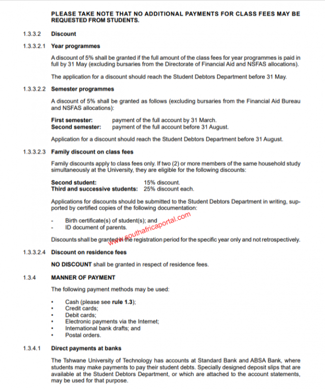 Official TUT Tuition & Fees Structure 2024/2025 PDF Download South