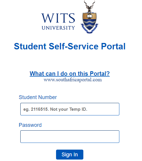 WITS University Student Self Service Portal Login South Africa Portal