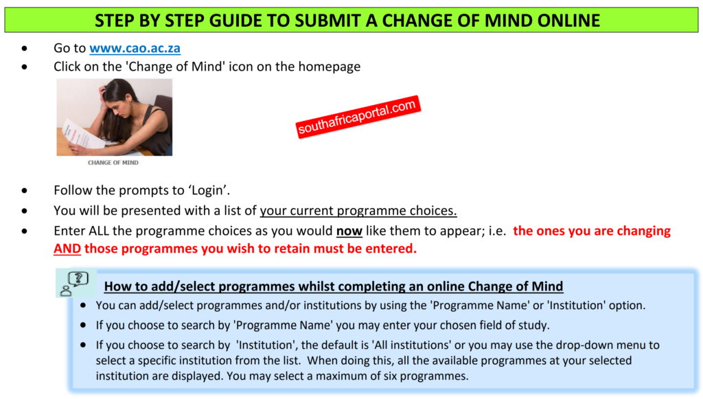 CAO Change of Mind Form